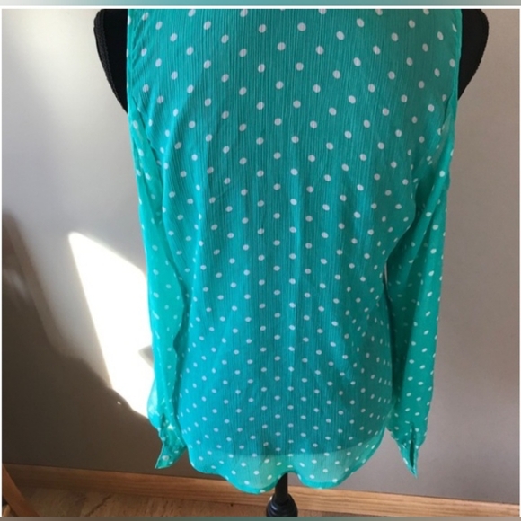 Women's Bongo Sheer Polka-dot Long Sleeve Top with Shoulder Cut Outs, Size XL - Picture 2 of 6